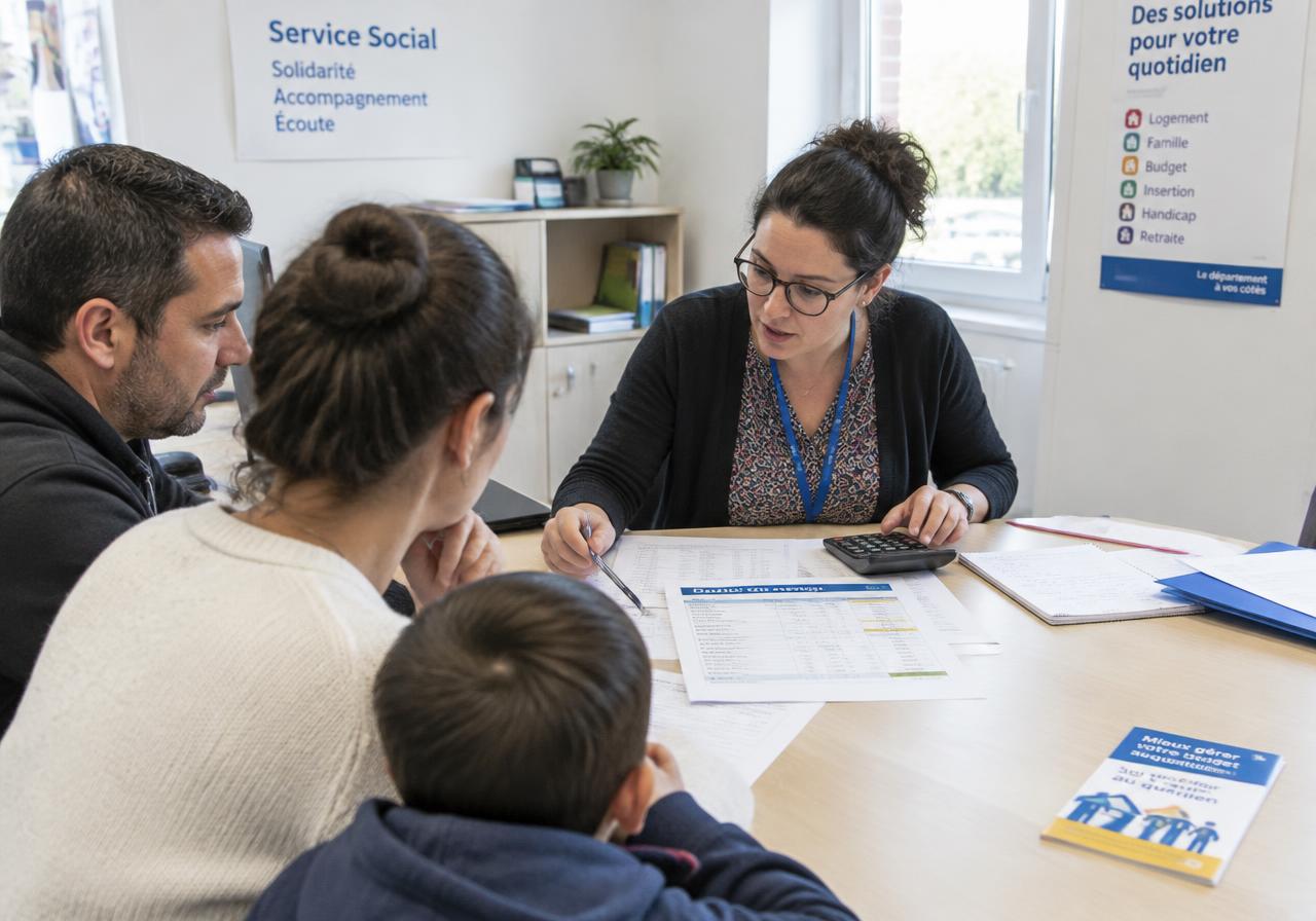 Conseillère en économie sociale familiale avec une famille